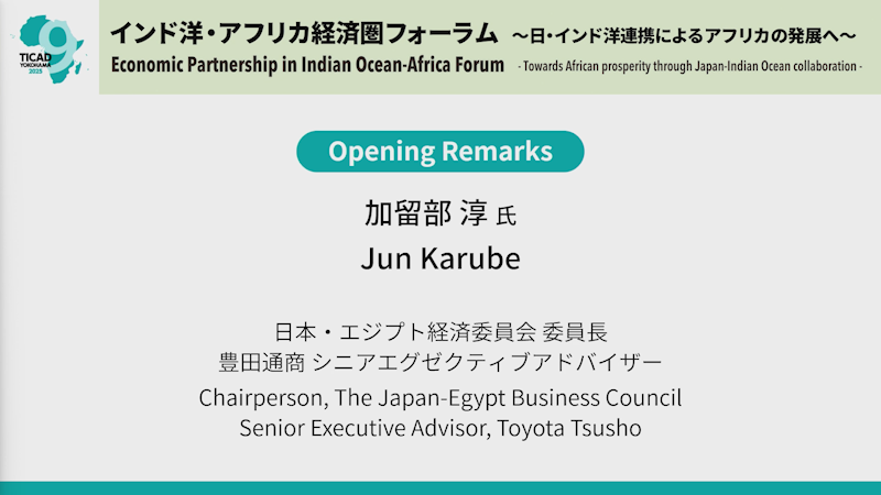 Jun Karube The Japan-Egypt Business Council/Toyota Tsusho OPENING REMARKS
